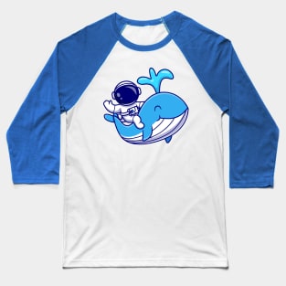 Astronaut With Cute Whale Cartoon Baseball T-Shirt